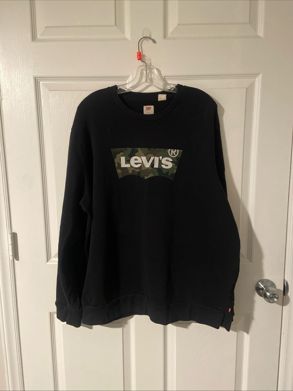 Levi's Black Crewneck Sweatshirt with Camo Logo Panel
